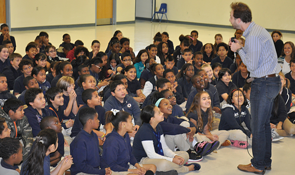 Bestselling children’s author Adam Gidwitz, encourages Paul Cuffee students to think of themselves as writers.