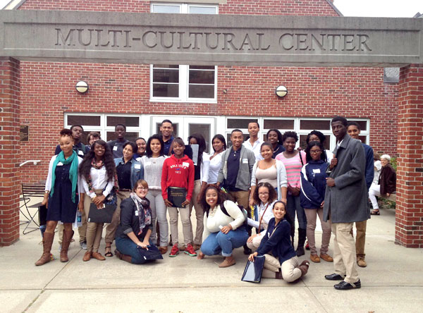 Paul Cuffee upperclassmen (and a few alumnae) gather at URI’s Multicultural Center during Diversity Week.