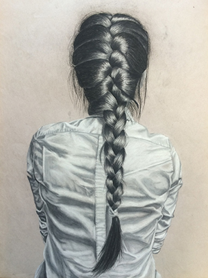 Pa Yang’s drawing of braided hair won a gold key in the national 2017 Scholastic Art Competition