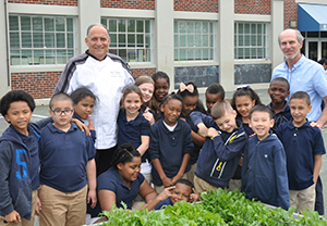Chef Frank Terranova of Johnson & Wales visits Mr. Fleisher's class for Reading Week and a visit to the 2nd grade victory garden