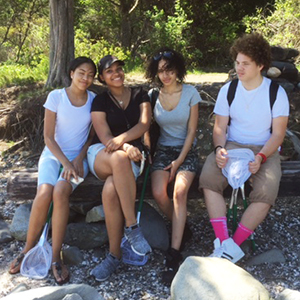 Upperclassmen Allison Moreta, Mia Carbonell, Liliana Metts, and Roberto Tantoa at the Chafee Preserve.